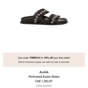 Alaia slides- like new w box & dust bag